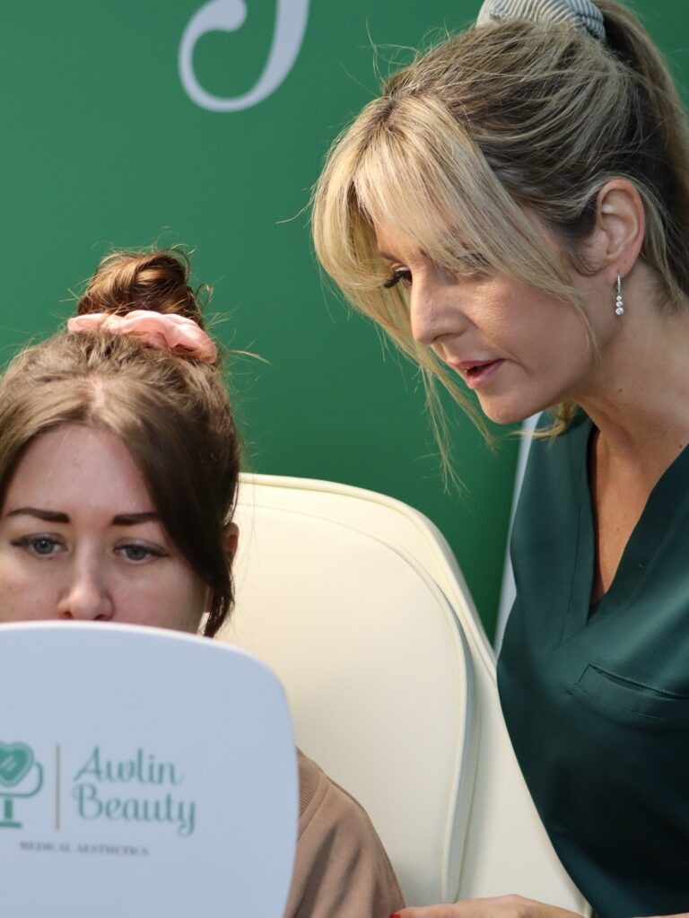 Clare from Awlin Beauty Medical Aesthetics providing a lip filler dissolving consultation in Maidstone
