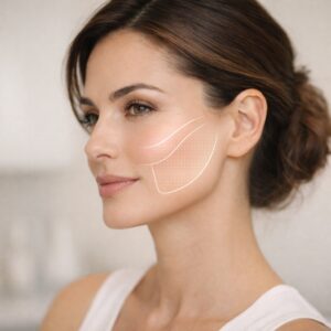 Side profile showing cheek contour and mid-face support from cheek filler treatment