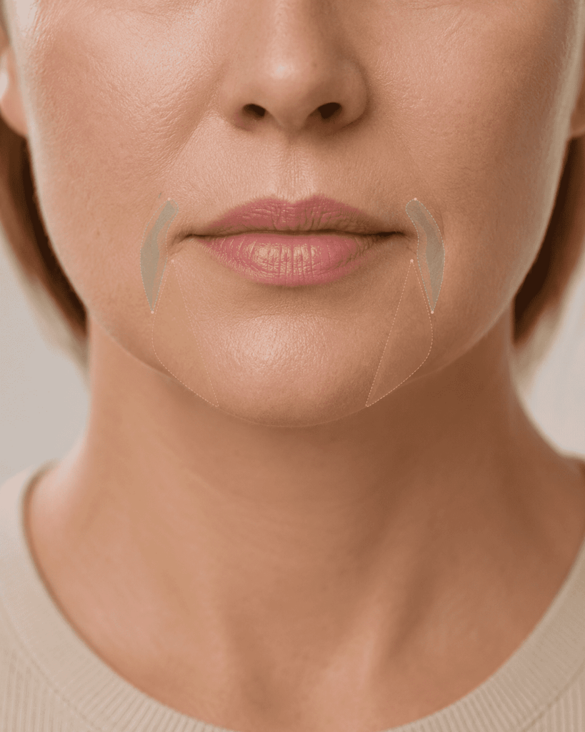 Lower face showing natural marionette line area at mouth corners Awlin Beauty Maidstone