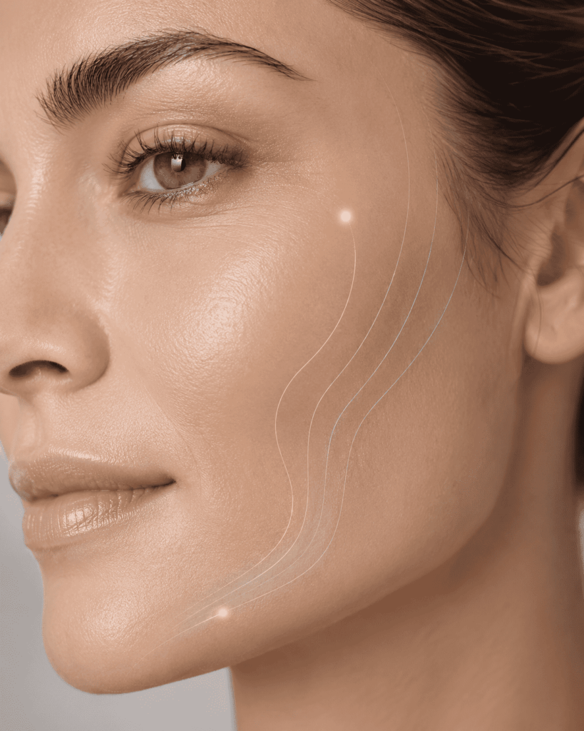 Close-up of healthy luminous facial skin showing skin booster results at Awlin Beauty Maidstone