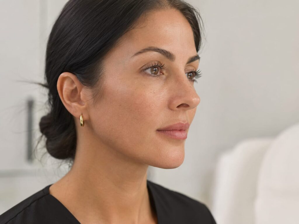 Profile view of a woman's chin and jawline - chin filler at Awlin Beauty, Maidstone